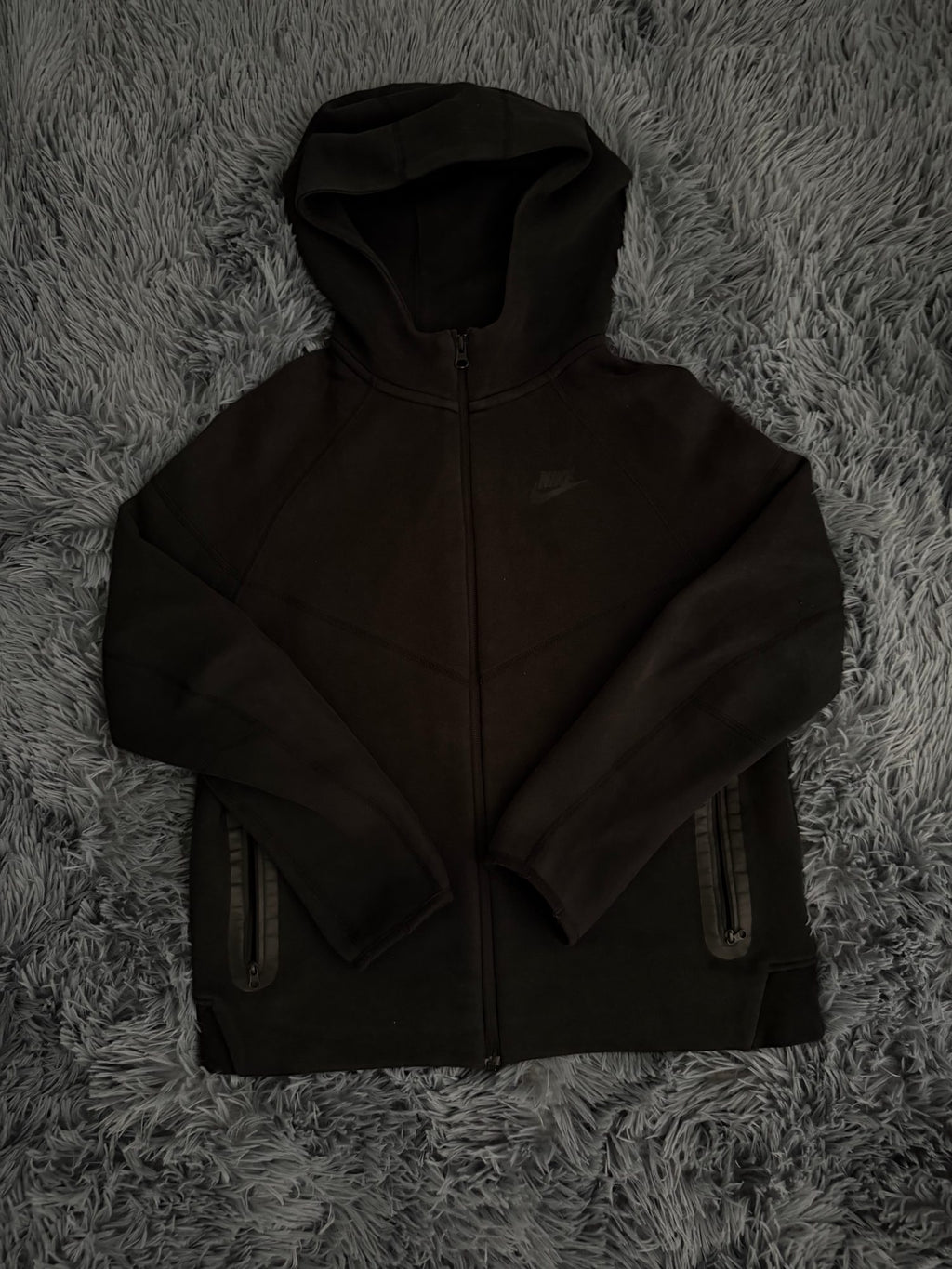Ζακέτα Nike Tech Fleece μαύρη παιδικό 158-170, μπροστινή όψη, καλή κατάσταση