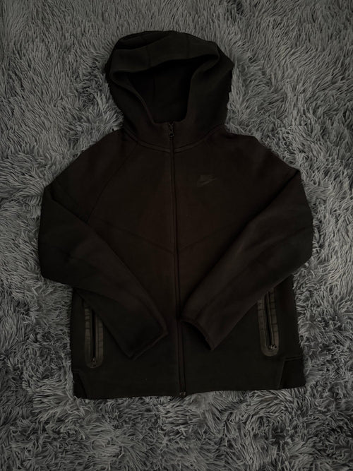Ζακέτα Nike Tech Fleece μαύρη παιδικό 158-170, μπροστινή όψη, καλή κατάσταση
