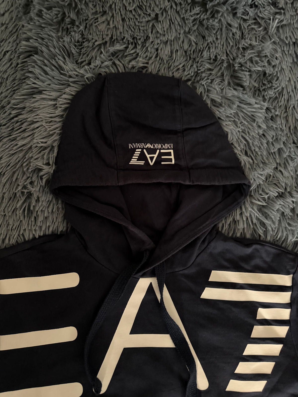 Φούτερ EA7 με κουκούλα Emporio Armani σκούρο μπλε, φωτογραφία 5
