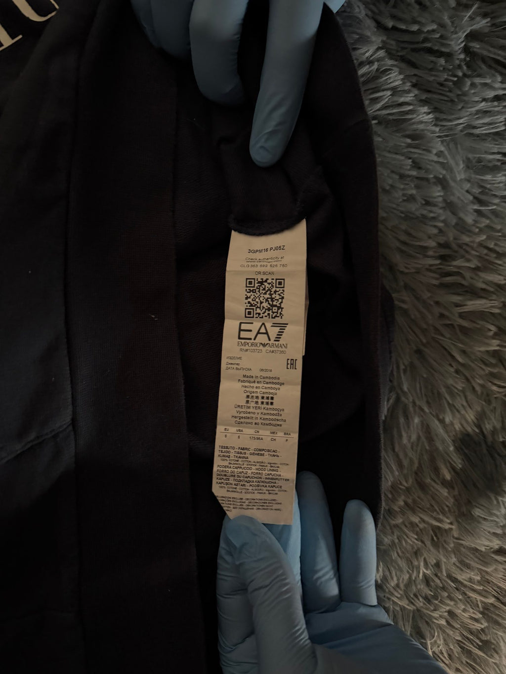 Φούτερ EA7 με κουκούλα Emporio Armani σκούρο μπλε, φωτογραφία 7