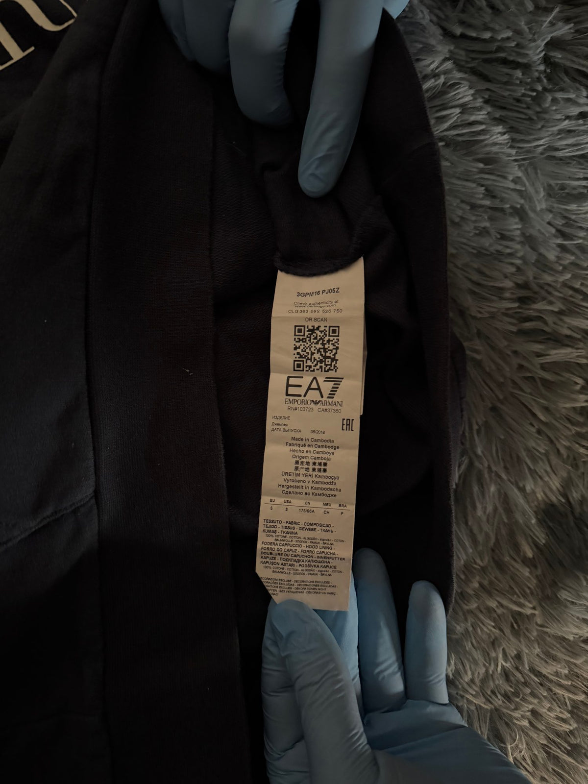 Φούτερ EA7 με κουκούλα Emporio Armani σκούρο μπλε, φωτογραφία 8