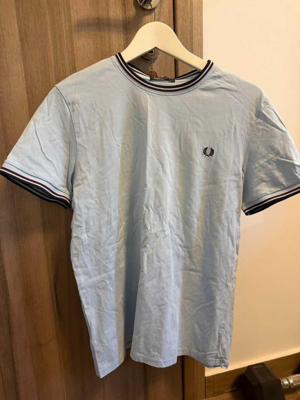 Μπλούζα Fred Perry γαλάζια, μπροστινή όψη, καλή κατάσταση